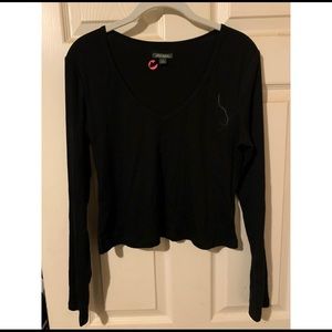 wild fable l/s black cropped top